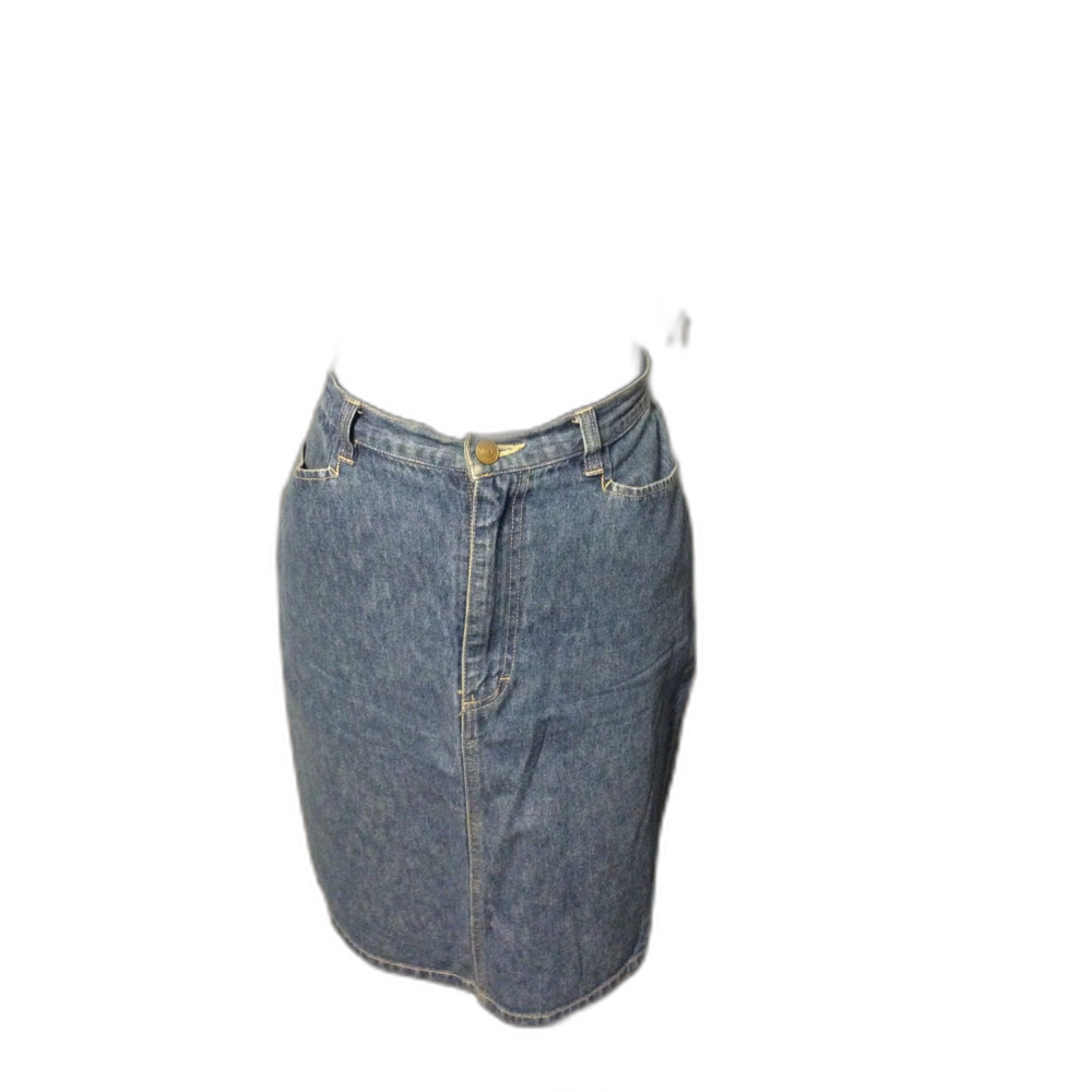Vintage Gloria Vanderbilt Denim Cotton Skirt Front Zip Pockets Size 8